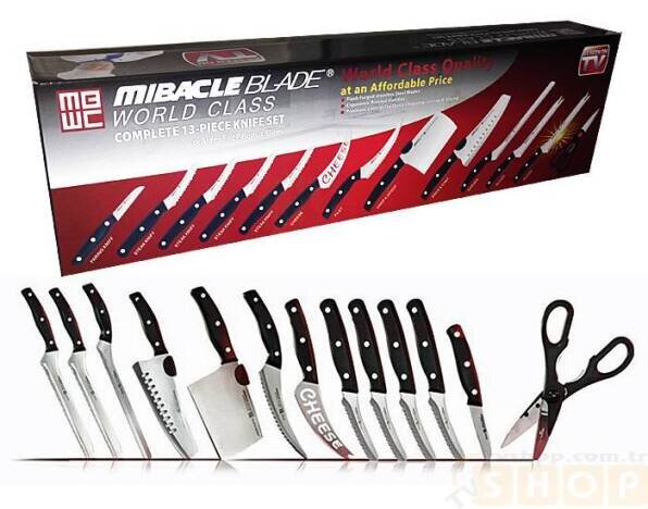 Set de 13 Cutite pentru bucatarie Miracle Blade, otel inoxidabil, manere nituite