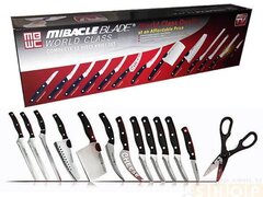 Set de 13 Cutite pentru bucatarie Miracle Blade, otel inoxidabil, manere nituite